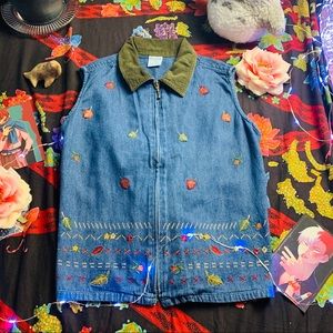 Cascade Blue Embroidered Autumn Vest
